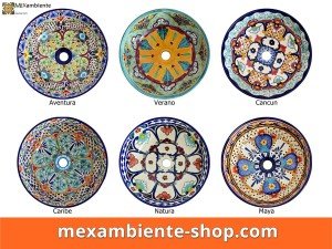 mexikanische aufsatzwaschbecken rund gäste-wc - katalog bunte muster